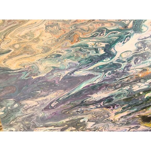 SET/2 Coastal Waves Flow Fluid Art, Hand Painted, Swipe and Spin Abstract, EUC - Picture 6 of 16